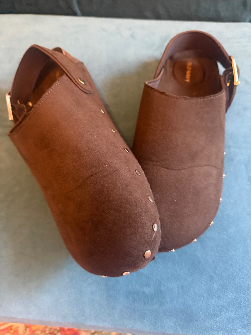 Old Navy Brown Suede-Look Studded Clog Mules